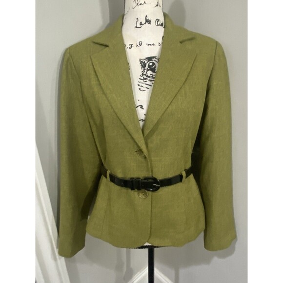 BLACKER Green 2-Piece Business/Career Jacket and Pleated Skirt Suit Size 10 - Picture 3 of 16